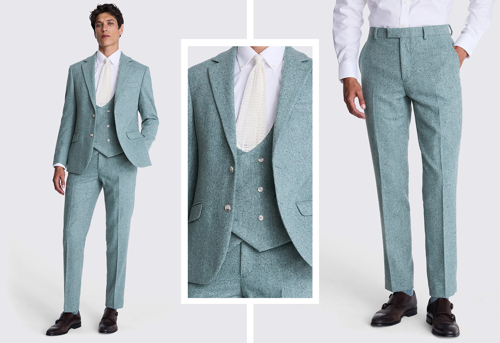 Moss - Duck egg Donegal tweed suit